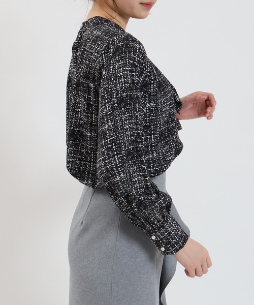 TRUDEA(トルディア)の「ツイード柄ブラウス(シャツ/ブラウス・レディース・ブラック/ホワイト・MEDIUM/LARGE)」の16枚目の写真