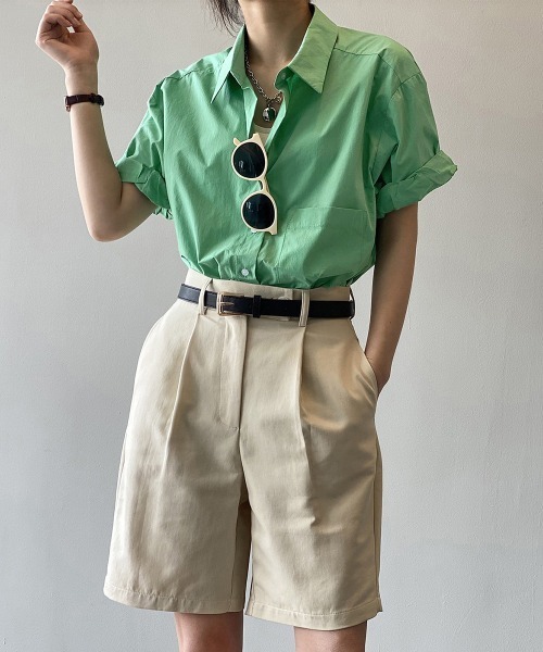 Miniministore(ミニミニストア)の「オープンカラーシャツ ベーシック 半袖(シャツ/ブラウス・レディース・ライトイエロー/グリーン/ホワイト・FREE)」の11枚目の写真