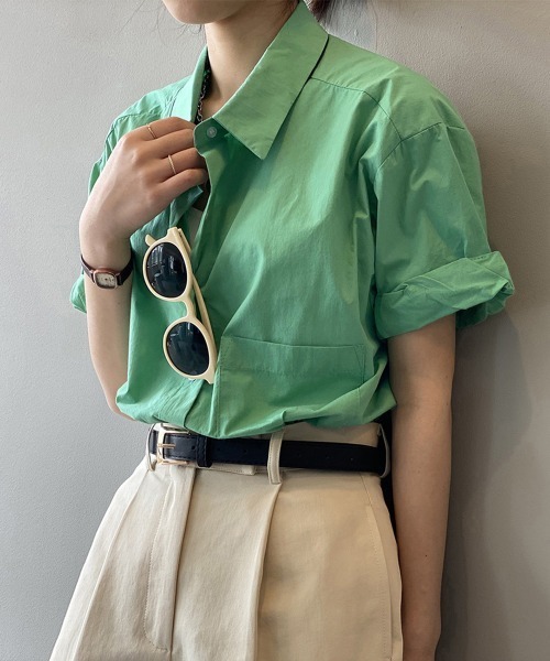 Miniministore(ミニミニストア)の「オープンカラーシャツ ベーシック 半袖(シャツ/ブラウス・レディース・ライトイエロー/グリーン/ホワイト・FREE)」の13枚目の写真