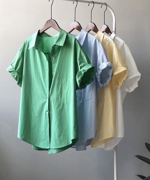 Miniministore(ミニミニストア)の「オープンカラーシャツ ベーシック 半袖(シャツ/ブラウス・レディース・ライトイエロー/グリーン/ホワイト・FREE)」の14枚目の写真