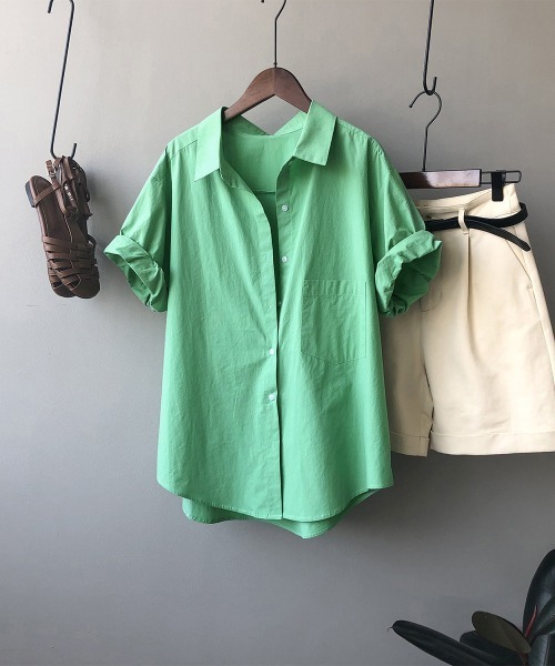 Miniministore(ミニミニストア)の「オープンカラーシャツ ベーシック 半袖(シャツ/ブラウス・レディース・ライトイエロー/グリーン/ホワイト・FREE)」の15枚目の写真