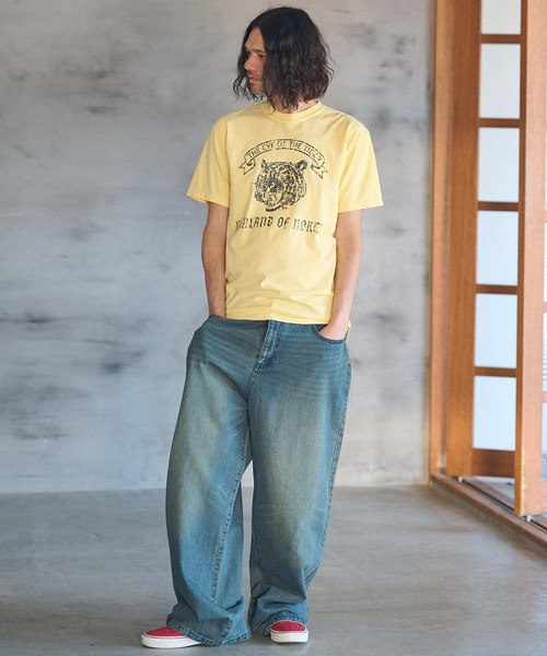 CAMBIO（カンビオ）の「mt8927- ヴィンテージ風Tシャツ（Tiger）（Tシャツ/カットソー・メンズ・ブラック/オフホワイト/イエロー・S/M/L/XL）」の16枚目の写真