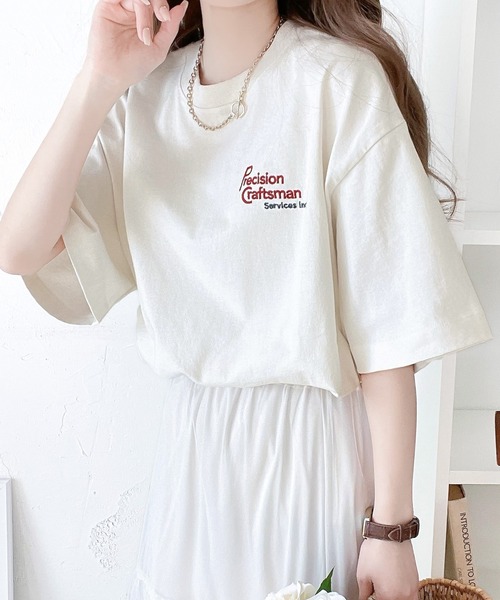 classicalelf(クラシカルエルフ)の「大人の上級カジュアル。綿100%ワンポイント刺繍ロゴTシャツ(Tシャツ/カットソー・レディース・アイボリー/その他/ホワイト/チャコールグレー・X-LARGE/SMALL/MEDIUM/LARGE)」の12枚目の写真