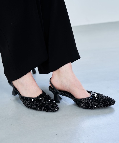 HARE（ハレ）の「スパンコールミュール(HARE)（パンプス・レディース・ブラック・MEDIUM/LARGE）」の10枚目の写真
