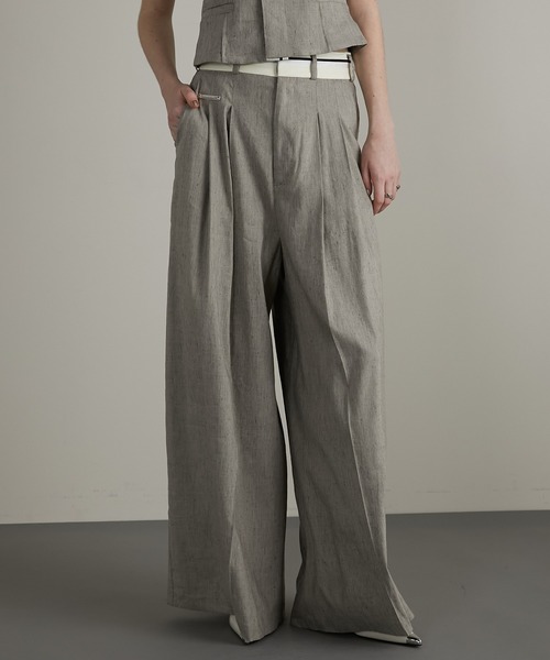 PRANK PROJECT（プランクプロジェクト）の「マーベルトワイドスラックス / Waistband Lining Wide Slacks（スラックス・レディース・チャコールグレー/ブラック/ベージュ・36/38）」の3枚目の写真