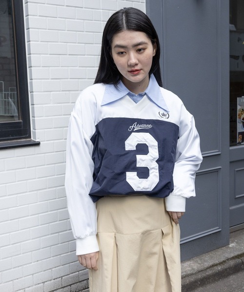 3.3 Field Trip （3.3フィールドトリップ）の「3.3 Field Trip／ロゴユニホーム 2105734（Tシャツ/カットソー・レディース・グレー/ネイビー・FREE）」の4枚目の写真