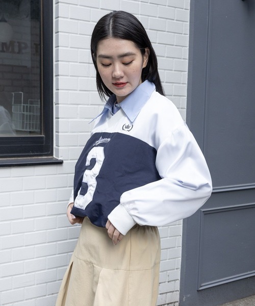 3.3 Field Trip （3.3フィールドトリップ）の「3.3 Field Trip／ロゴユニホーム 2105734（Tシャツ/カットソー・レディース・グレー/ネイビー・FREE）」の5枚目の写真