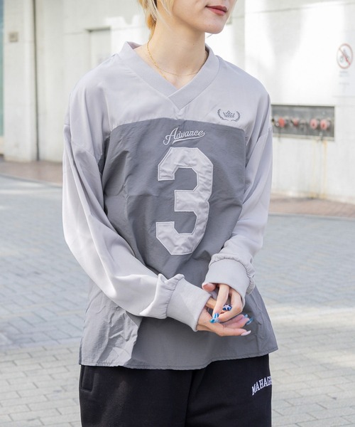 3.3 Field Trip （3.3フィールドトリップ）の「3.3 Field Trip／ロゴユニホーム 2105734（Tシャツ/カットソー・レディース・グレー/ネイビー・FREE）」の8枚目の写真