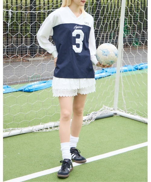 3.3 Field Trip （3.3フィールドトリップ）の「3.3 Field Trip／ロゴユニホーム 2105734（Tシャツ/カットソー・レディース・グレー/ネイビー・FREE）」の12枚目の写真