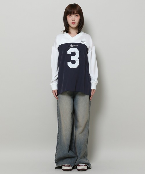 3.3 Field Trip （3.3フィールドトリップ）の「3.3 Field Trip／ロゴユニホーム 2105734（Tシャツ/カットソー・レディース・グレー/ネイビー・FREE）」の17枚目の写真