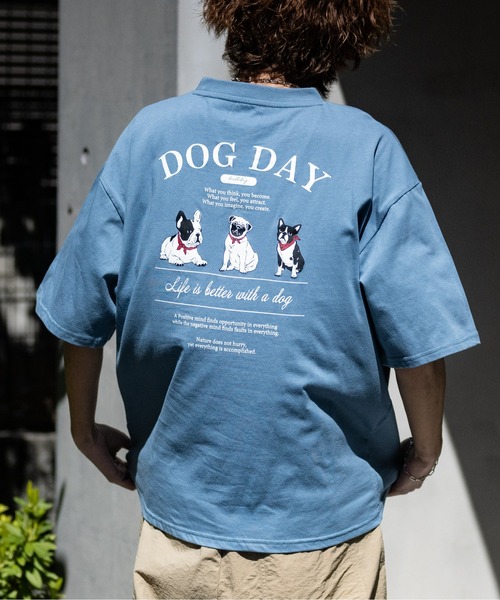 JOHN'S CLOSET(ジョンズクローゼット)の「【a】CAT&DOG プリント BIG Tシャツ(Tシャツ/カットソー・メンズ・ライトグレー系1/ブルー系2/ブラック系2/ホワイト系1/ホワイト系2/ブルー系1/ブラック系1/ライトグレー系2・MEDIUM/LARGE)」の7枚目の写真