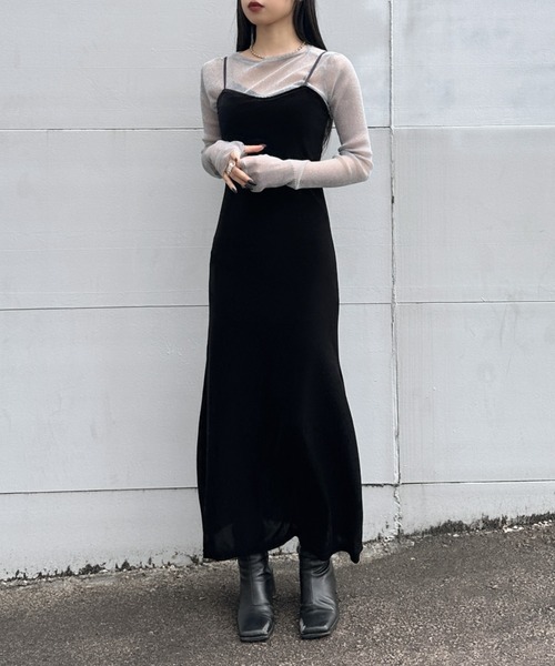 LVEU.(ラブユ.)の「【LVEU.】クルーネックラメシアートップス / トップス シアー シースルー ラメ クルーネック プルオーバー レイヤード ブラック グレー(Tシャツ/カットソー・レディース・ブラック/グレー・FREE)」の16枚目の写真