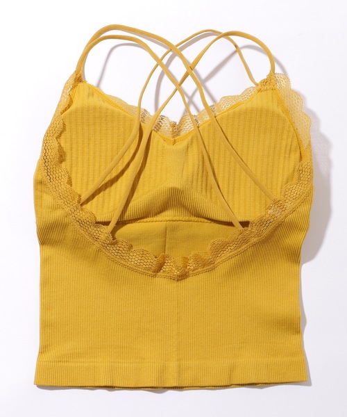 Lace Ladies（レースレディース）の「レーススカラップ バック クロスストラップ カップ付き キャミソール（キャミソール・レディース・グレー/ブラック/ホワイト/イエロー・FREE）」の9枚目の写真