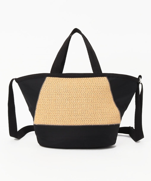極美品★レスポートサック★ラフィアトート かごバッグ M ストラップ付き　完売品 LeSportsacレスポートサック24ss MED BAMBOO RAFFIA TOTE M