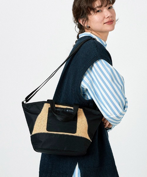 【ほぼ新品】LeSportsac レスポートサック★ラフィアトート かごバッグ LeSportsacレスポートサック24ss MED BAMBOO RAFFIA TOTE M