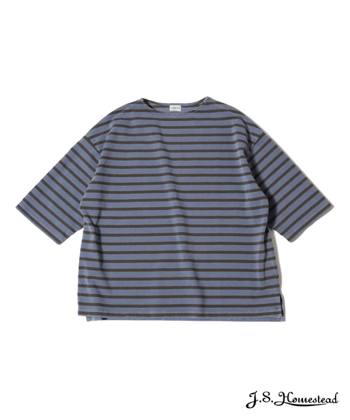 JOURNAL STANDARD J.S HOMESTEAD(ジャーナルスタンダードホームステッド)の「【J.S.Homestead】PIGMENT BORDER BOATNECK TEE(Tシャツ/カットソー・メンズ・キャメル/ブルー系その他/グレー・MEDIUM/LARGE)」の3枚目の写真