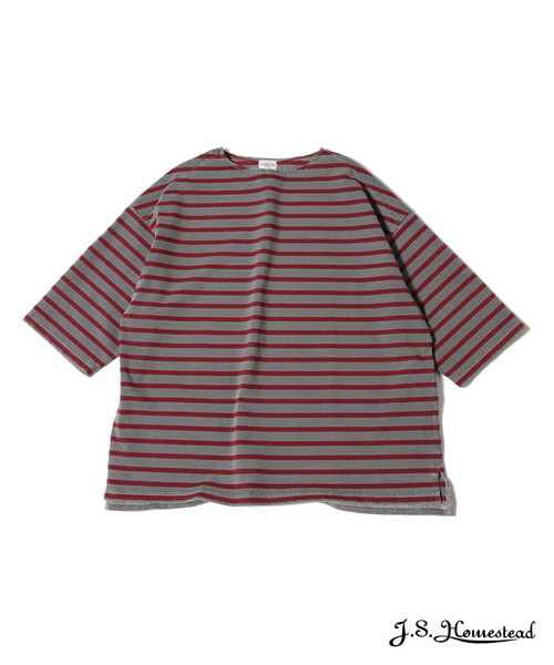 JOURNAL STANDARD J.S HOMESTEAD(ジャーナルスタンダードホームステッド)の「【J.S.Homestead】PIGMENT BORDER BOATNECK TEE(Tシャツ/カットソー・メンズ・キャメル/ブルー系その他/グレー・MEDIUM/LARGE)」の2枚目の写真