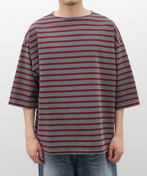 JOURNAL STANDARD J.S HOMESTEAD(ジャーナルスタンダードホームステッド)の「【J.S.Homestead】PIGMENT BORDER BOATNECK TEE(Tシャツ/カットソー・メンズ・キャメル/ブルー系その他/グレー・MEDIUM/LARGE)」の4枚目の写真