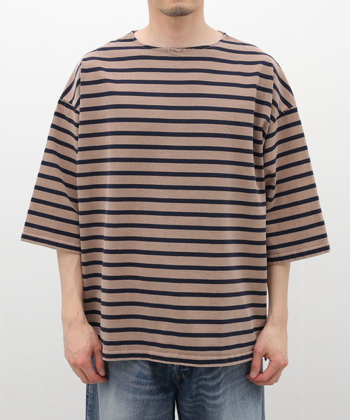 JOURNAL STANDARD J.S HOMESTEAD(ジャーナルスタンダードホームステッド)の「【J.S.Homestead】PIGMENT BORDER BOATNECK TEE(Tシャツ/カットソー・メンズ・キャメル/ブルー系その他/グレー・MEDIUM/LARGE)」の5枚目の写真