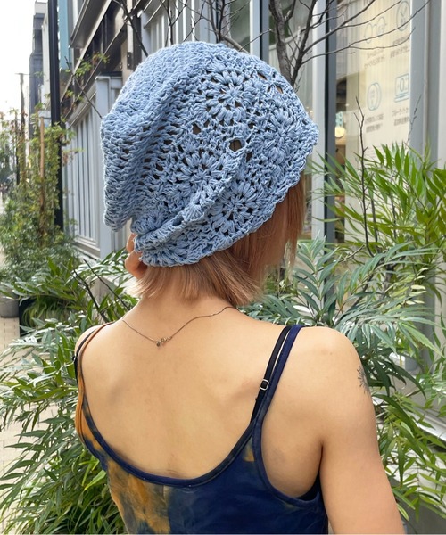 HIKA(ヒカ)の「【HIKA】カギ編みワッチCAP(ニットキャップ/ビーニー・レディース・ホワイト/ブルー/ピンク/バーガンディー/ブラック/カーキ/グレー/サックスブルー/ブラウン/イエロー・FREE)」の18枚目の写真