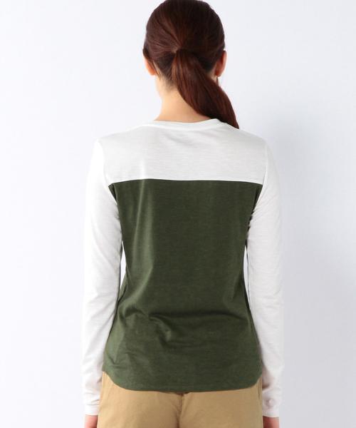 coen(コーエン)の「コットンモダール配色ロングスリーブTシャツ(Tシャツ/カットソー・レディース・オリーブ/ネイビー・MEDIUM/LARGE)」の3枚目の写真