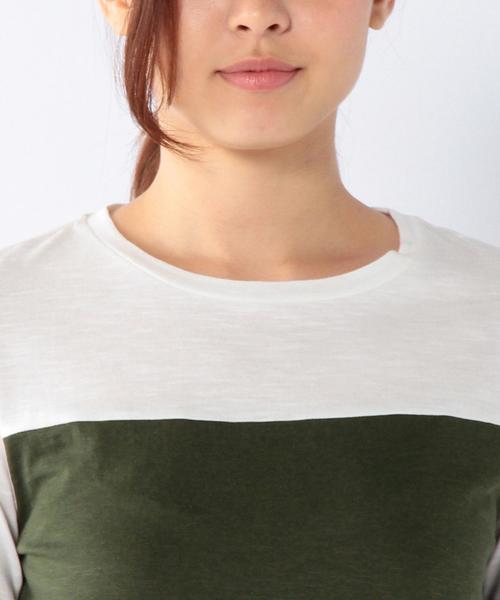 coen(コーエン)の「コットンモダール配色ロングスリーブTシャツ(Tシャツ/カットソー・レディース・オリーブ/ネイビー・MEDIUM/LARGE)」の6枚目の写真