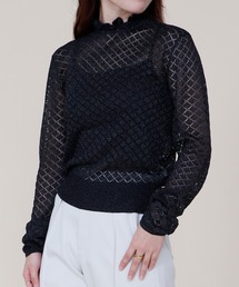 TITE IN THE STORE | ダイヤ柄フリルネックニット(ニット/セーター)