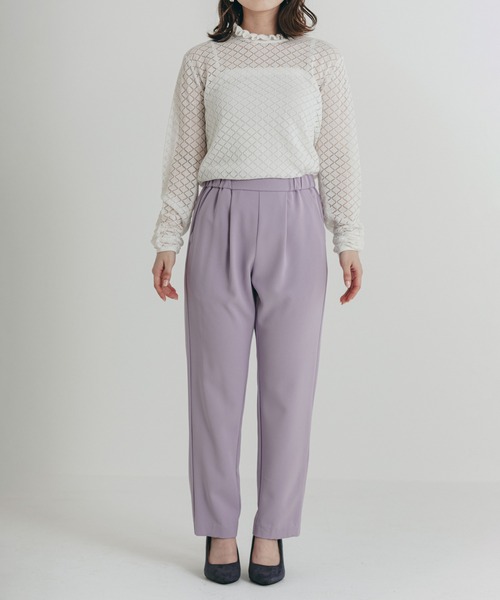 TITE IN THE STORE（ティテ　インザ　ストア）の「ダイヤ柄フリルネックニット（ニット/セーター・レディース・ブラック/オフホワイト・FREE）」の8枚目の写真