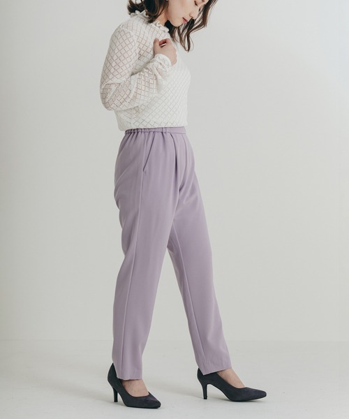 TITE IN THE STORE（ティテ　インザ　ストア）の「ダイヤ柄フリルネックニット（ニット/セーター・レディース・ブラック/オフホワイト・FREE）」の9枚目の写真