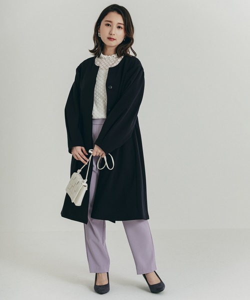 TITE IN THE STORE（ティテ　インザ　ストア）の「ダイヤ柄フリルネックニット（ニット/セーター・レディース・ブラック/オフホワイト・FREE）」の11枚目の写真