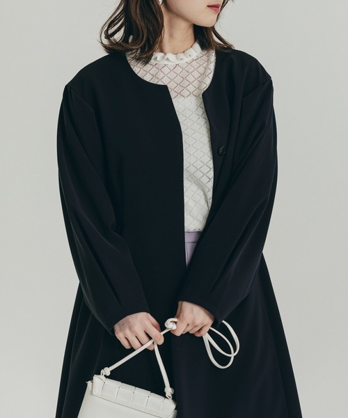 TITE IN THE STORE（ティテ　インザ　ストア）の「ダイヤ柄フリルネックニット（ニット/セーター・レディース・ブラック/オフホワイト・FREE）」の12枚目の写真