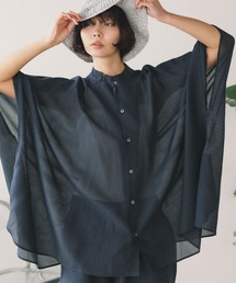 SEVEN BY SEVEN/セブン STAND COLLAR SHEER PONCHO SHIRTS シャツ