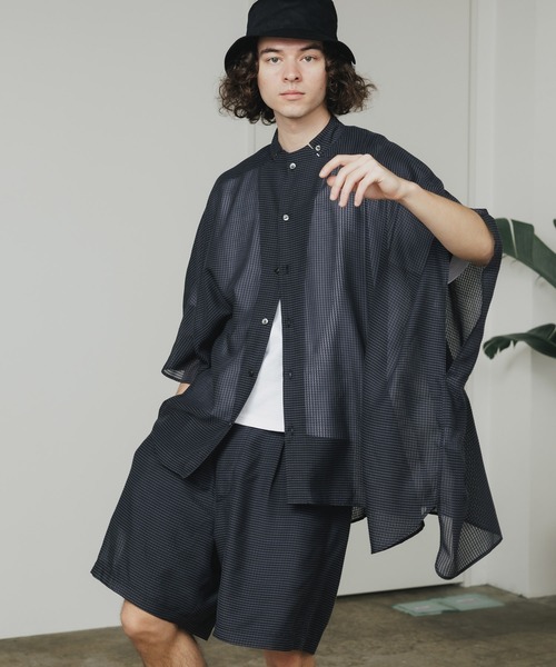SEVEN BY SEVEN（セブンバイセブン）の「SEVEN BY SEVEN/セブン STAND COLLAR SHEER PONCHO SHIRTS シャツ（シャツ/ブラウス・メンズ・ブラック・L/M）」の21枚目の写真