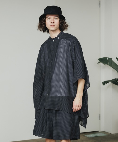 SEVEN BY SEVEN（セブンバイセブン）の「SEVEN BY SEVEN/セブン STAND COLLAR SHEER PONCHO SHIRTS シャツ（シャツ/ブラウス・メンズ・ブラック・L/M）」の20枚目の写真