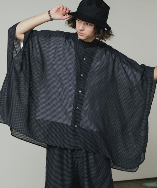 SEVEN BY SEVEN（セブンバイセブン）の「SEVEN BY SEVEN/セブン STAND COLLAR SHEER PONCHO SHIRTS シャツ（シャツ/ブラウス・メンズ・ブラック・L/M）」の22枚目の写真