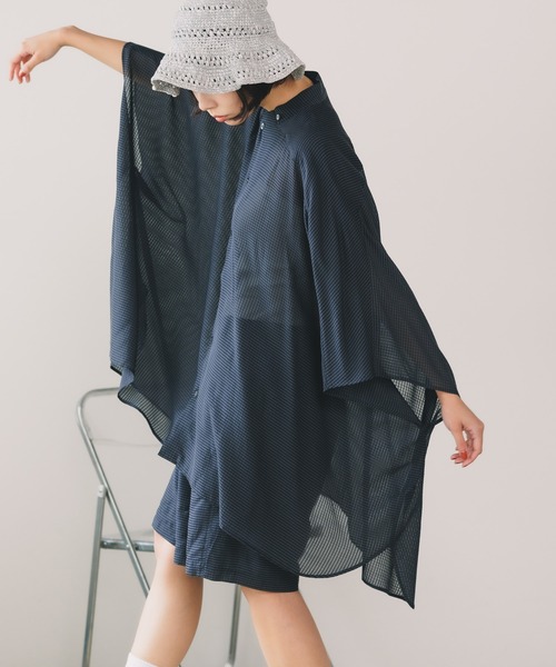 SEVEN BY SEVEN（セブンバイセブン）の「SEVEN BY SEVEN/セブン STAND COLLAR SHEER PONCHO SHIRTS シャツ（シャツ/ブラウス・メンズ・ブラック・L/M）」の2枚目の写真
