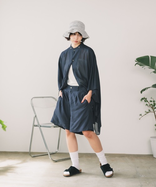 SEVEN BY SEVEN（セブンバイセブン）の「SEVEN BY SEVEN/セブン STAND COLLAR SHEER PONCHO SHIRTS シャツ（シャツ/ブラウス・メンズ・ブラック・L/M）」の9枚目の写真
