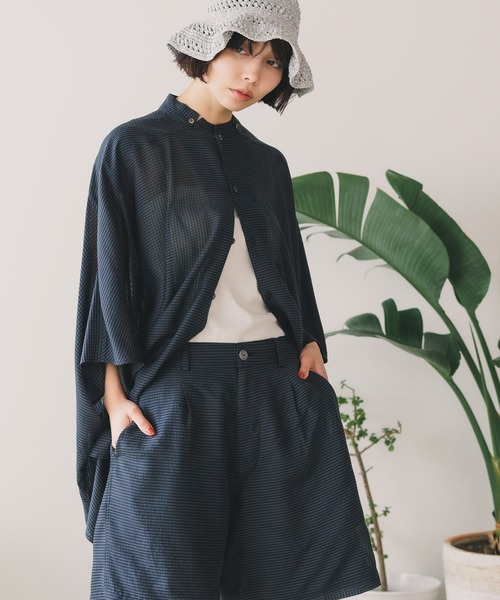 SEVEN BY SEVEN（セブンバイセブン）の「SEVEN BY SEVEN/セブン STAND COLLAR SHEER PONCHO SHIRTS シャツ（シャツ/ブラウス・メンズ・ブラック・L/M）」の6枚目の写真