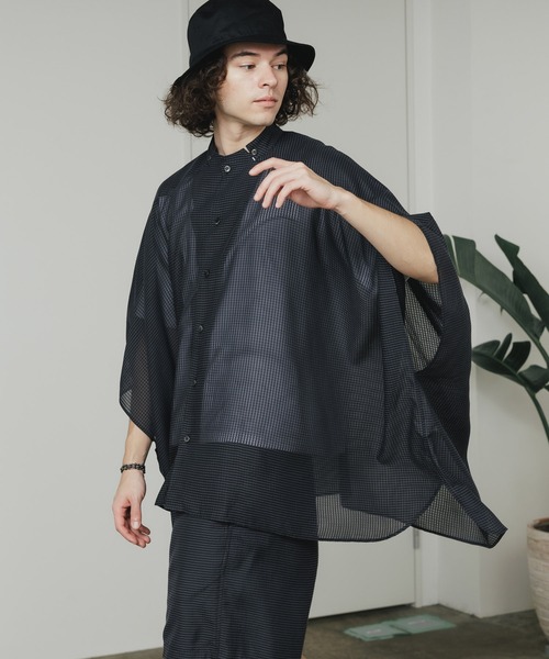 SEVEN BY SEVEN（セブンバイセブン）の「SEVEN BY SEVEN/セブン STAND COLLAR SHEER PONCHO SHIRTS シャツ（シャツ/ブラウス・メンズ・ブラック・L/M）」の10枚目の写真