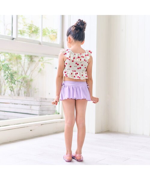 Ampersand（アンパサンド）の「【UVカット】さくらんぼ柄スイムウエア（水着・キッズ・ネイビー/アイボリー・80/90/100/110/120/130/140）」の4枚目の写真