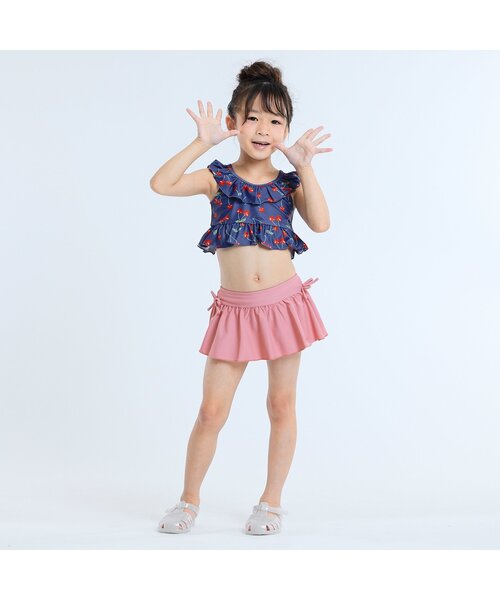 Ampersand（アンパサンド）の「【UVカット】さくらんぼ柄スイムウエア（水着・キッズ・ネイビー/アイボリー・80/90/100/110/120/130/140）」の6枚目の写真