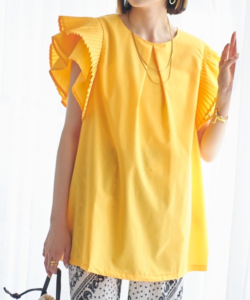 each（イーチ）の「プリーツスリーブタックプラウス（シャツ/ブラウス・レディース・ホワイト/グレー/ブルー/ピンク/グリーン/オレンジ/ブラック/カーキ/ライトベージュ/ネイビー/モカ/ライトパープル/ライトグリーン/ライトブルー/ライトイエロー・FREE）」の15枚目の写真