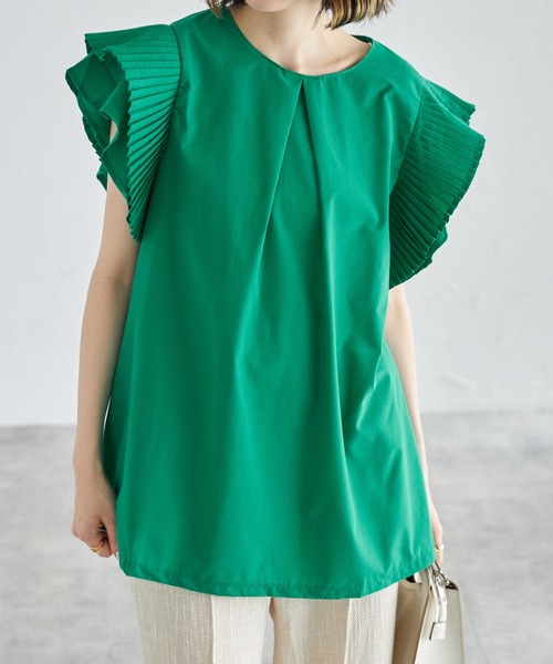 each（イーチ）の「プリーツスリーブタックプラウス（シャツ/ブラウス・レディース・ホワイト/グレー/ブルー/ピンク/グリーン/オレンジ/ブラック/カーキ/ライトベージュ/ネイビー/モカ/ライトパープル/ライトグリーン/ライトブルー/ライトイエロー・FREE）」の8枚目の写真