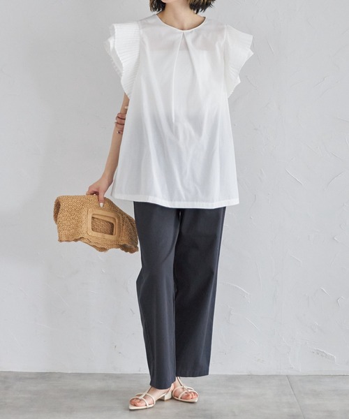 each（イーチ）の「プリーツスリーブタックプラウス（シャツ/ブラウス・レディース・ホワイト/グレー/ブルー/ピンク/グリーン/オレンジ/ブラック/カーキ/ライトベージュ/ネイビー/モカ/ライトパープル/ライトグリーン/ライトブルー/ライトイエロー・FREE）」の20枚目の写真