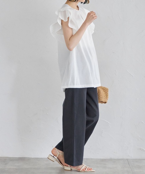 each（イーチ）の「プリーツスリーブタックプラウス（シャツ/ブラウス・レディース・ホワイト/グレー/ブルー/ピンク/グリーン/オレンジ/ブラック/カーキ/ライトベージュ/ネイビー/モカ/ライトパープル/ライトグリーン/ライトブルー/ライトイエロー・FREE）」の22枚目の写真