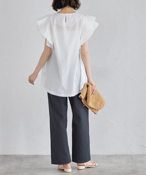 each（イーチ）の「プリーツスリーブタックプラウス（シャツ/ブラウス・レディース・ホワイト/グレー/ブルー/ピンク/グリーン/オレンジ/ブラック/カーキ/ライトベージュ/ネイビー/モカ/ライトパープル/ライトグリーン/ライトブルー/ライトイエロー・FREE）」の21枚目の写真