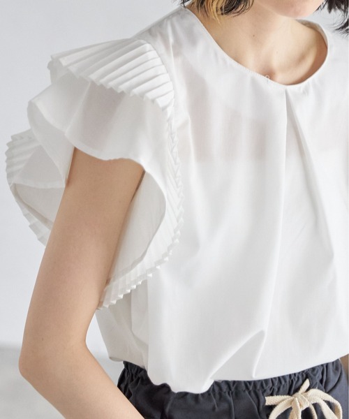 each（イーチ）の「プリーツスリーブタックプラウス（シャツ/ブラウス・レディース・ホワイト/グレー/ブルー/ピンク/グリーン/オレンジ/ブラック/カーキ/ライトベージュ/ネイビー/モカ/ライトパープル/ライトグリーン/ライトブルー/ライトイエロー・FREE）」の19枚目の写真