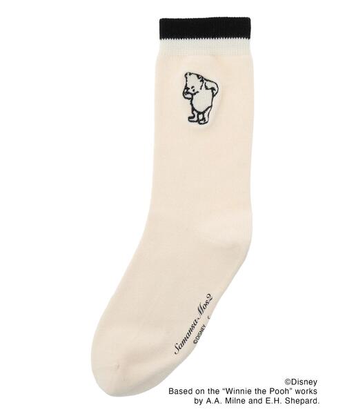 Samansa Mos2（サマンサ モスモス）の「【Disney】くまのプーさん/刺繍配色ソックス（ソックス/靴下・レディース・イエロー/チャコールグレー/キナリ・F）」の8枚目の写真