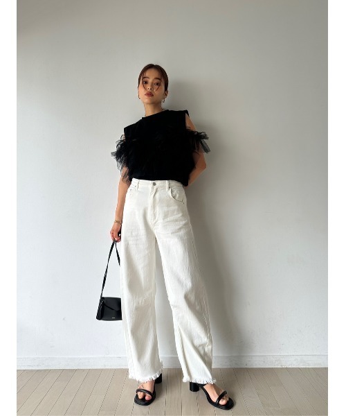 TRUNC（トランクエイティーエイト）の「Sleeveless Tulle Tee（Tシャツ/カットソー・レディース・アイボリー/ブラック・FREE）」の13枚目の写真