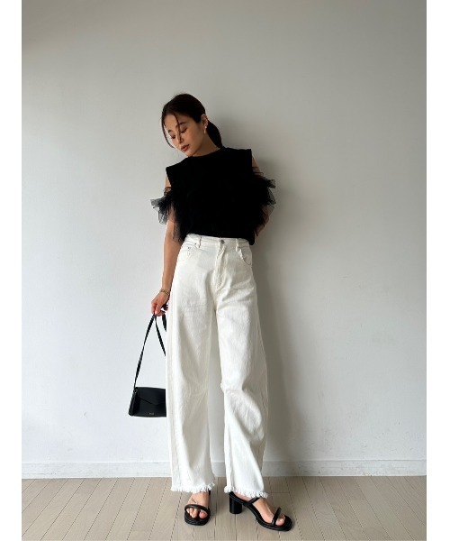 TRUNC（トランクエイティーエイト）の「Sleeveless Tulle Tee（Tシャツ/カットソー・レディース・アイボリー/ブラック・FREE）」の14枚目の写真